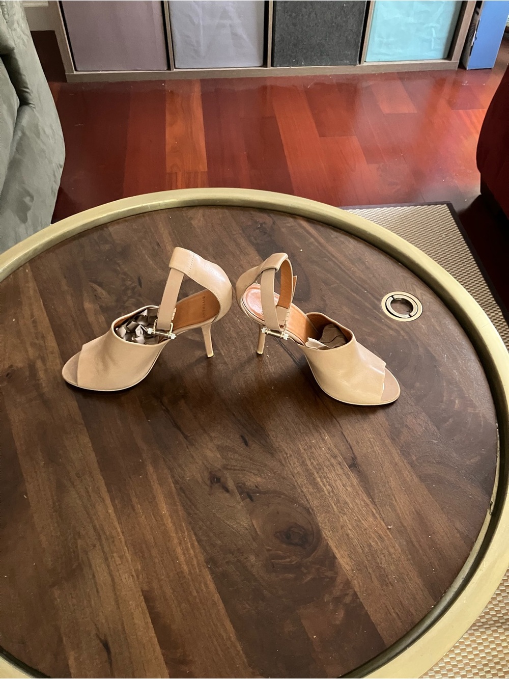 Givenchy Leather Ankle Strap Open Toe Mules Nude /Natural Women's Size 41 - Picture 3 of 8